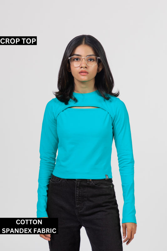 Scuba Blue Cut-Out Crop Top - Elevate Your Style | Urban Finesse