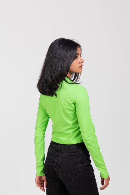 Urban Finesse - Stylish Solids Green Cut-Out Top