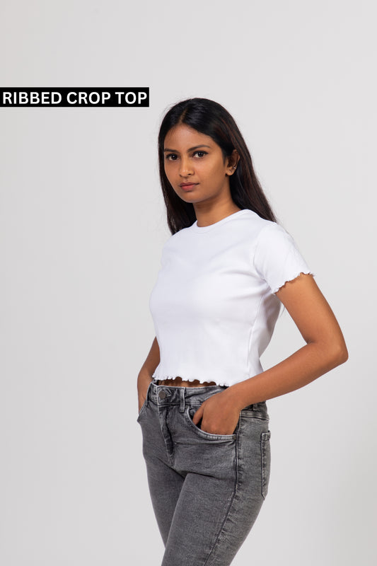 Ribbed White Crop Top | Urban Finesse