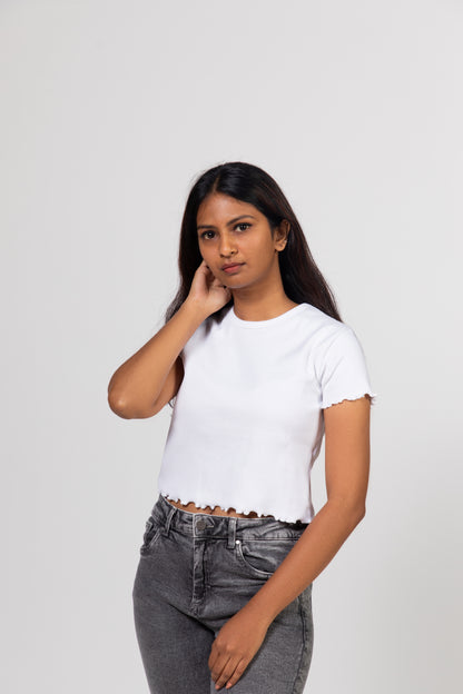 Ribbed White Crop Top | Urban Finesse