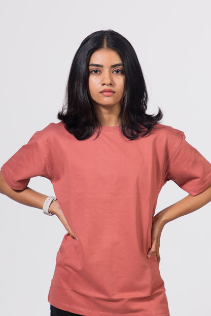 Women's Oversized Light Coral T-shirt - Urban Finesse