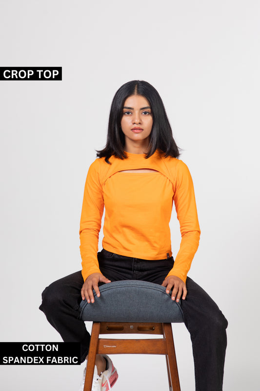 Solid Orange Cut-Out Crop Top | Urban