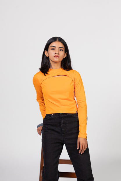 Solid Orange Cut-Out Crop Top | Urban