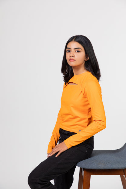 Solid Orange Cut-Out Crop Top | Urban