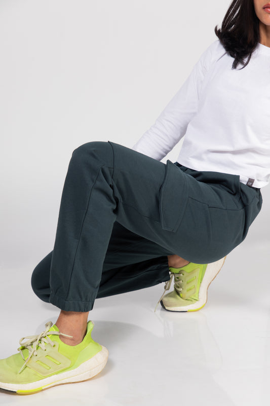 Urban Finesse Women's Dark Green Cargo Pants