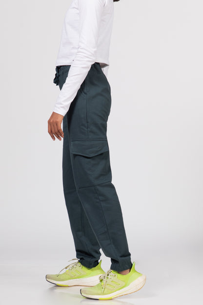 Urban Finesse Women's Dark Green Cargo Pants