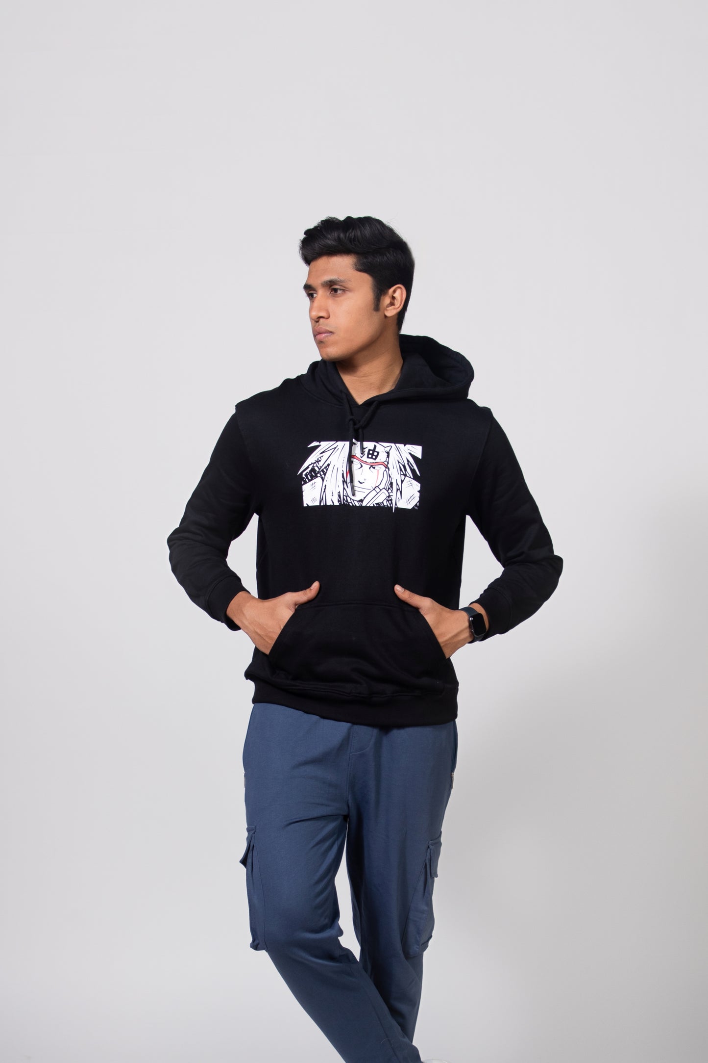 Urban Finesse's Jiraiya Hoodie in Black t-shirt