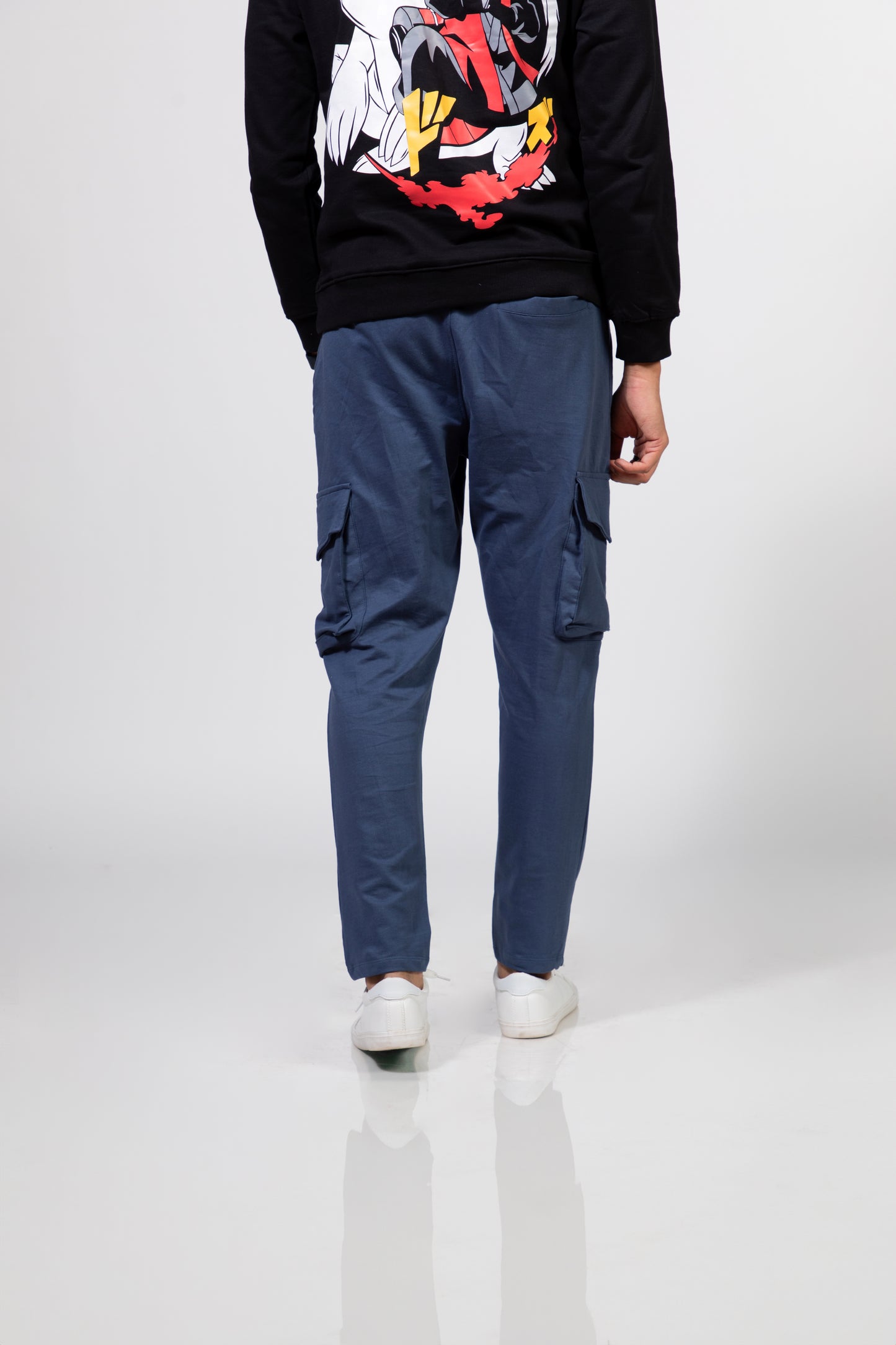 Urban Finesse Solids Cargo Pants in Blue