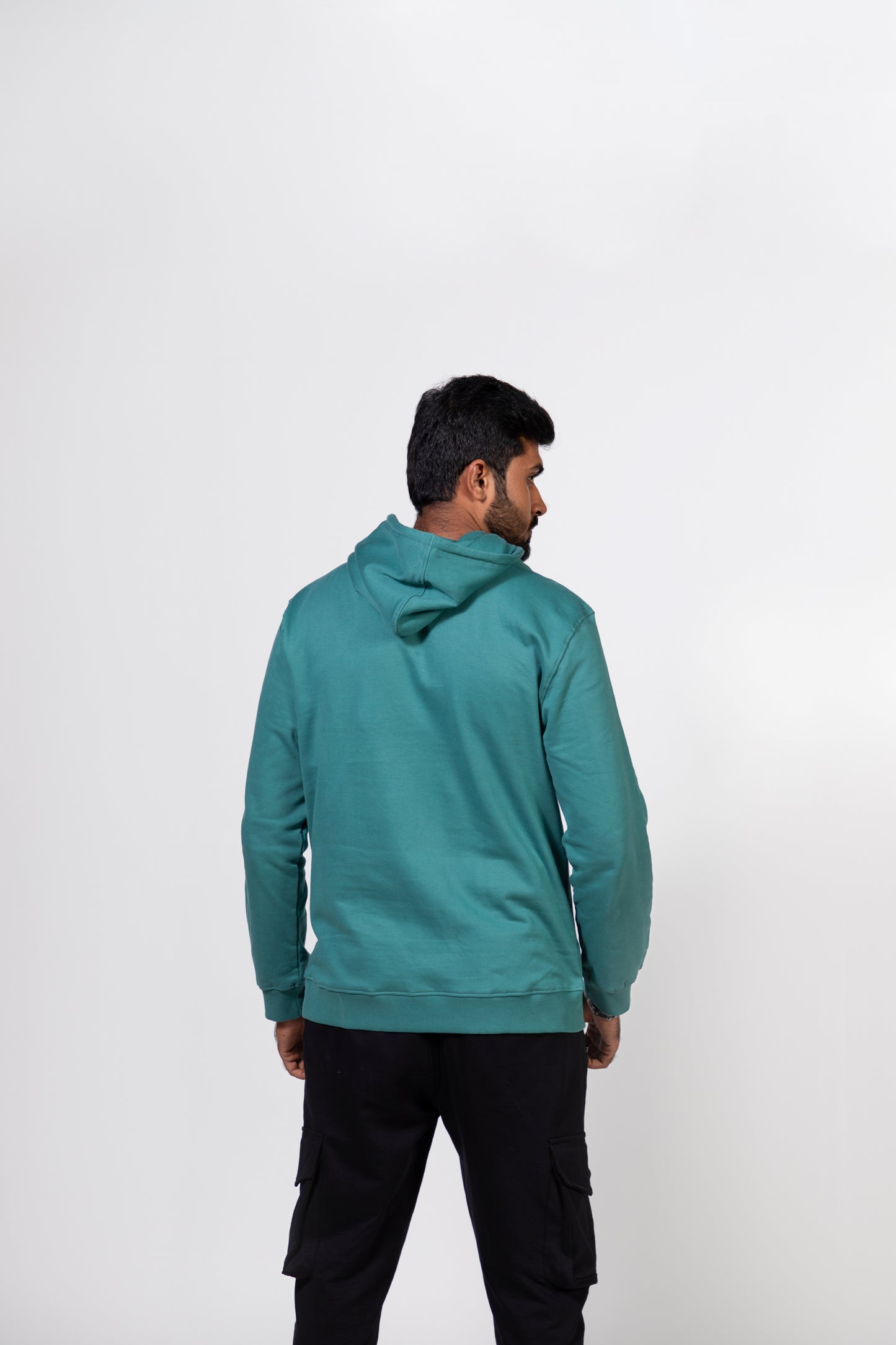 Men Solid Hoodie: Green