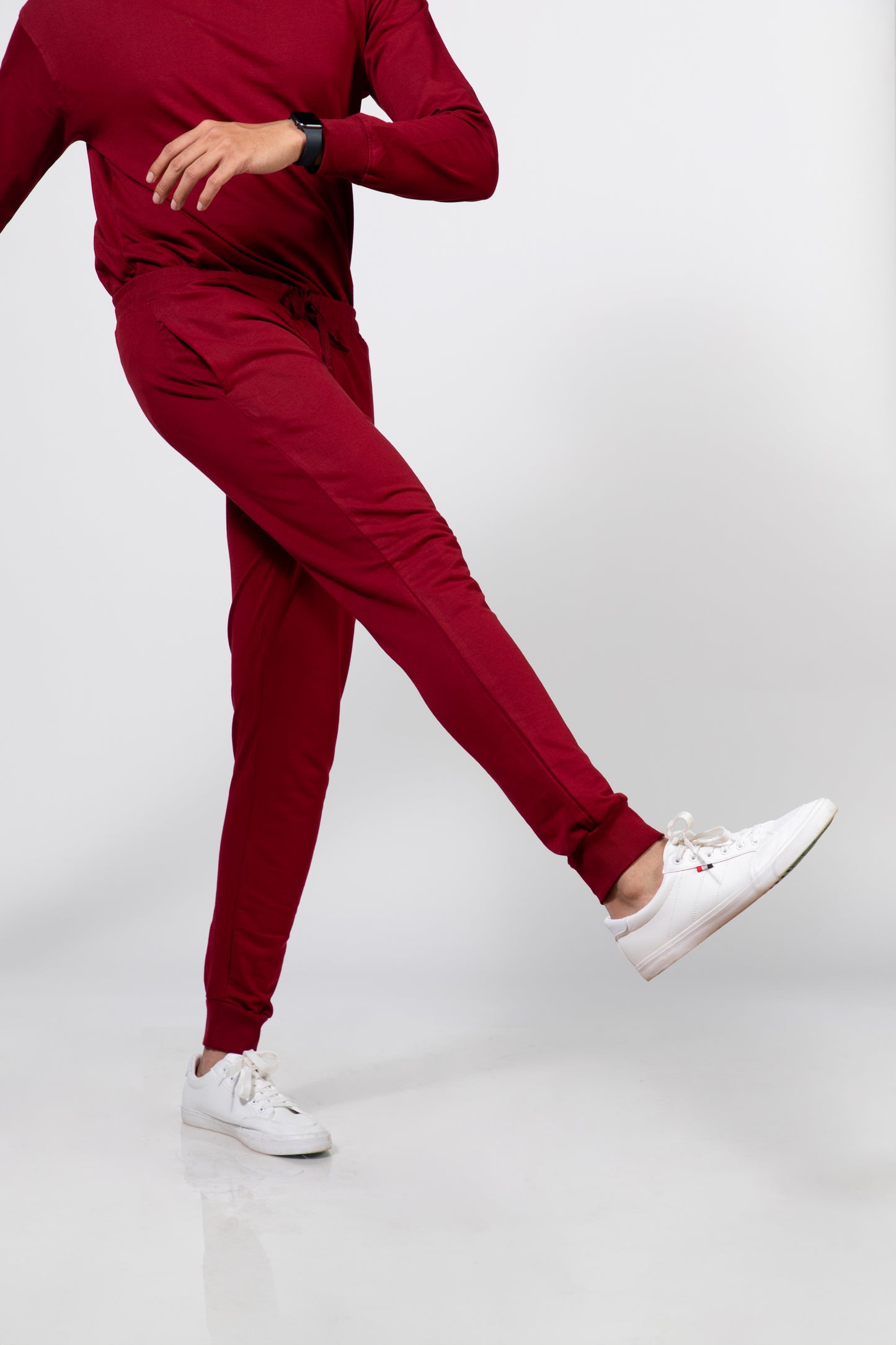 Style with Maroon Solid Joggers pant | Urban Finesse