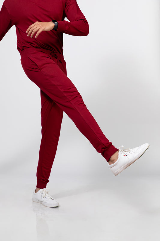 Style with Maroon Solid Joggers pant | Urban Finesse
