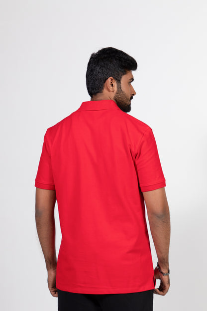 Urban Finesse Men's Zipper Polo T-shirt in Red